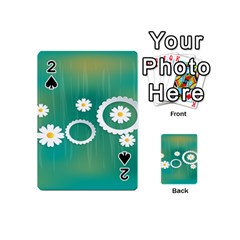 Sunflower Sakura Flower Floral Circle Green Playing Cards 54 (Mini) 