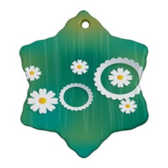 Sunflower Sakura Flower Floral Circle Green Ornament (snowflake) by Mariart