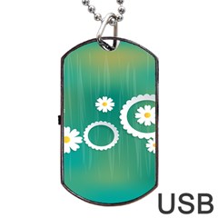 Sunflower Sakura Flower Floral Circle Green Dog Tag USB Flash (Two Sides)