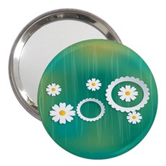 Sunflower Sakura Flower Floral Circle Green 3  Handbag Mirrors