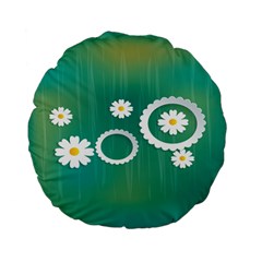 Sunflower Sakura Flower Floral Circle Green Standard 15  Premium Flano Round Cushions