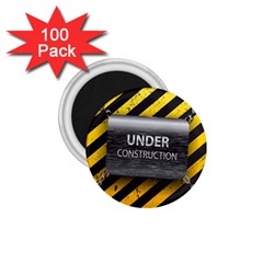 Under Construction Sign Iron Line Black Yellow Cross 1 75  Magnets (100 Pack)  by Mariart