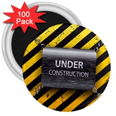 Under Construction Sign Iron Line Black Yellow Cross 3  Magnets (100 Pack)