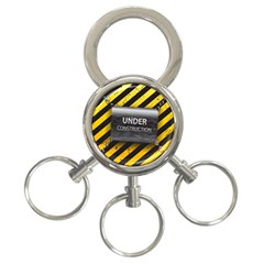 Under Construction Sign Iron Line Black Yellow Cross 3-ring Key Chains by Mariart