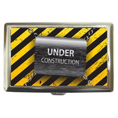 Under Construction Sign Iron Line Black Yellow Cross Cigarette Money Cases by Mariart