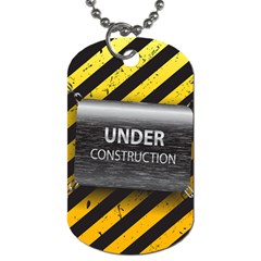 Under Construction Sign Iron Line Black Yellow Cross Dog Tag (two Sides) by Mariart