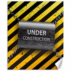 Under Construction Sign Iron Line Black Yellow Cross Canvas 16  X 20   by Mariart