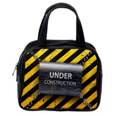 Under Construction Sign Iron Line Black Yellow Cross Classic Handbags (one Side)