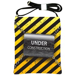 Under Construction Sign Iron Line Black Yellow Cross Shoulder Sling Bags by Mariart