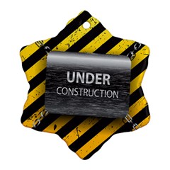 Under Construction Sign Iron Line Black Yellow Cross Snowflake Ornament (two Sides) by Mariart