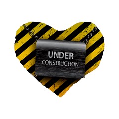 Under Construction Sign Iron Line Black Yellow Cross Standard 16  Premium Heart Shape Cushions by Mariart