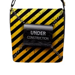 Under Construction Sign Iron Line Black Yellow Cross Flap Messenger Bag (l)  by Mariart