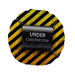 Under Construction Sign Iron Line Black Yellow Cross Standard 15  Premium Flano Round Cushions by Mariart