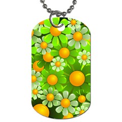 Sunflower Flower Floral Green Yellow Dog Tag (one Side)