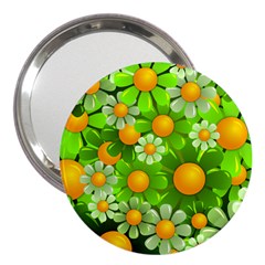 Sunflower Flower Floral Green Yellow 3  Handbag Mirrors by Mariart