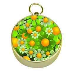 Sunflower Flower Floral Green Yellow Gold Compasses by Mariart