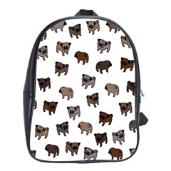 Pug Dog Pattern School Bags(large)  by Valentinaart