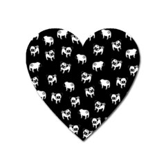 Pug Dog Pattern Heart Magnet by Valentinaart