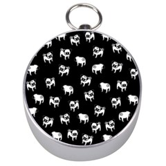 Pug Dog Pattern Silver Compasses by Valentinaart