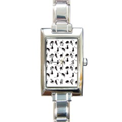 Black Cats Pattern Rectangle Italian Charm Watch by Valentinaart