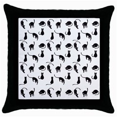 Black Cats Pattern Throw Pillow Case (black) by Valentinaart