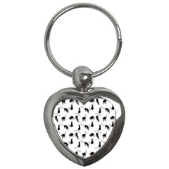 Black Cats Pattern Key Chains (heart)  by Valentinaart