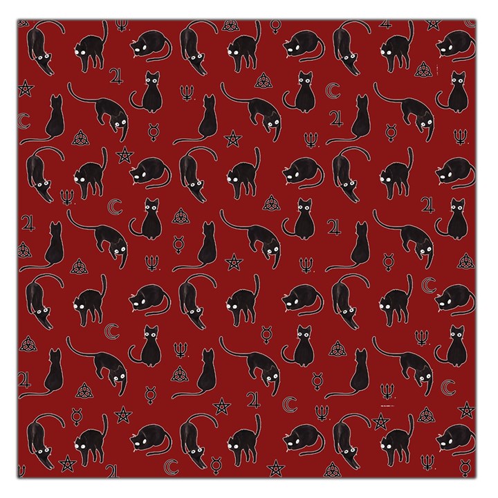 Black cats and witch symbols pattern Large Satin Scarf (Square)