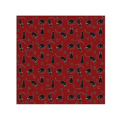 Black Cats And Witch Symbols Pattern Small Satin Scarf (square)