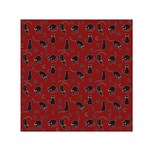 Black cats and witch symbols pattern Small Satin Scarf (Square) Front