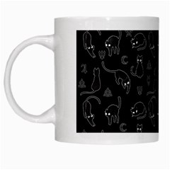 Black Cats And Witch Symbols Pattern White Mugs by Valentinaart