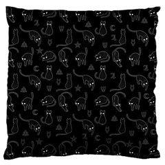 Black Cats And Witch Symbols Pattern Large Cushion Case (one Side) by Valentinaart