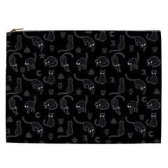 Black Cats And Witch Symbols Pattern Cosmetic Bag (xxl)  by Valentinaart