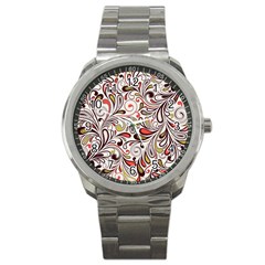 Colorful Abstract Floral Background Sport Metal Watch by TastefulDesigns