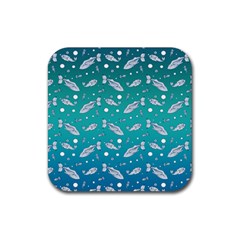 Under The Sea Paisley Rubber Coaster (square)  by emilyzragz