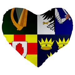 Arms of Four Provinces of Ireland  Large 19  Premium Flano Heart Shape Cushions