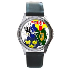 Flag Map Of Provinces Of Ireland Round Metal Watch by abbeyz71
