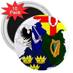 Flag Map Of Provinces Of Ireland  3  Magnets (10 Pack)  by abbeyz71