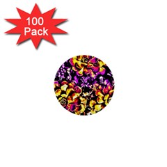 Purple Yellow Flower Plant 1  Mini Buttons (100 pack) 