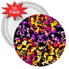 Purple Yellow Flower Plant 3  Buttons (10 pack) 