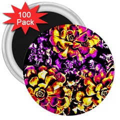 Purple Yellow Flower Plant 3  Magnets (100 pack)