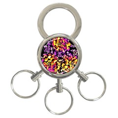 Purple Yellow Flower Plant 3-Ring Key Chains