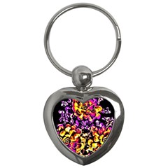 Purple Yellow Flower Plant Key Chains (Heart) 