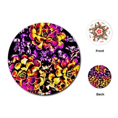 Purple Yellow Flower Plant Playing Cards (Round) 
