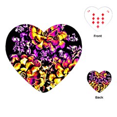 Purple Yellow Flower Plant Playing Cards (Heart) 