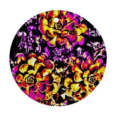 Purple Yellow Flower Plant Round Ornament (Two Sides)