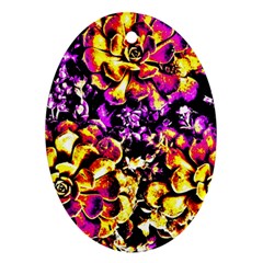 Purple Yellow Flower Plant Oval Ornament (Two Sides)