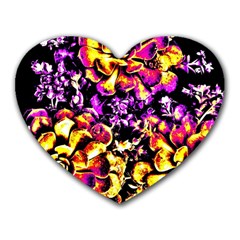 Purple Yellow Flower Plant Heart Mousepads