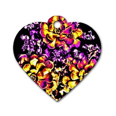 Purple Yellow Flower Plant Dog Tag Heart (One Side)