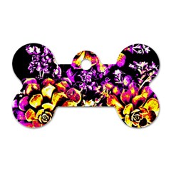 Purple Yellow Flower Plant Dog Tag Bone (One Side)