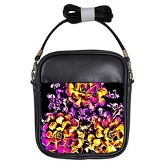 Purple Yellow Flower Plant Girls Sling Bags